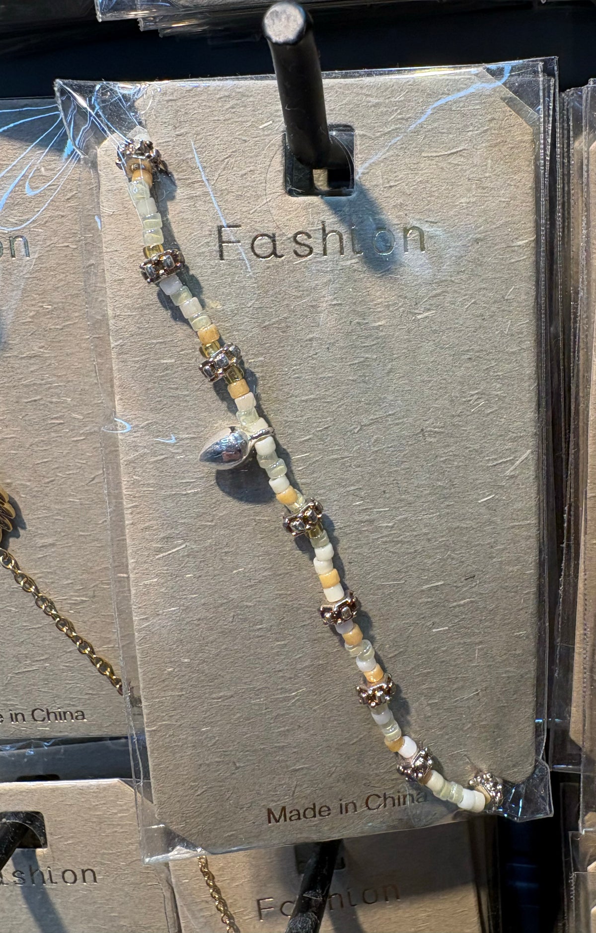 White Bead Woven Chain Bracelet - D-bracelets-0343