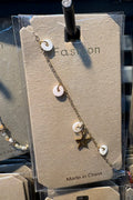 White Disc Star Charm Bracelet - D-bracelets-0347
