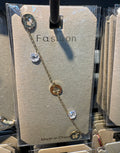 Coin and Crystal Station Bracelet - D-bracelets-0348