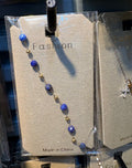 Blue Bead Oval Link Bracelet - D-bracelets-0355