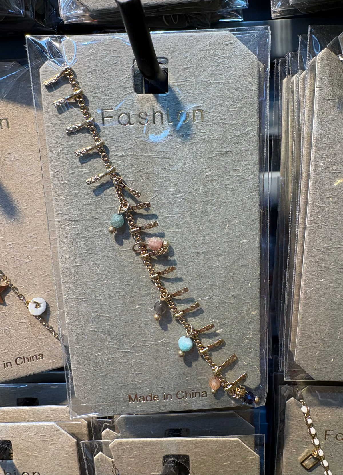 Pastel Bead Fringe Chain Bracelet - D-bracelets-0357