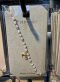 White Bead Fringe Chain Bracelet - D-bracelets-0358