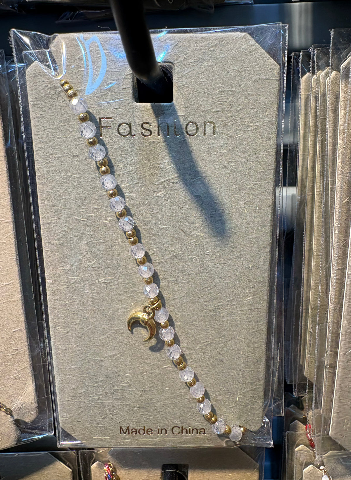 White Bead Fringe Chain Bracelet - D-bracelets-0358