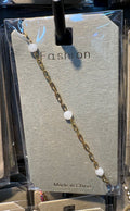 White Bead Paperclip Bracelet - D-bracelets-0359
