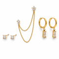 CZ Layered Chain Ear Stack Set, Curated Ear Look