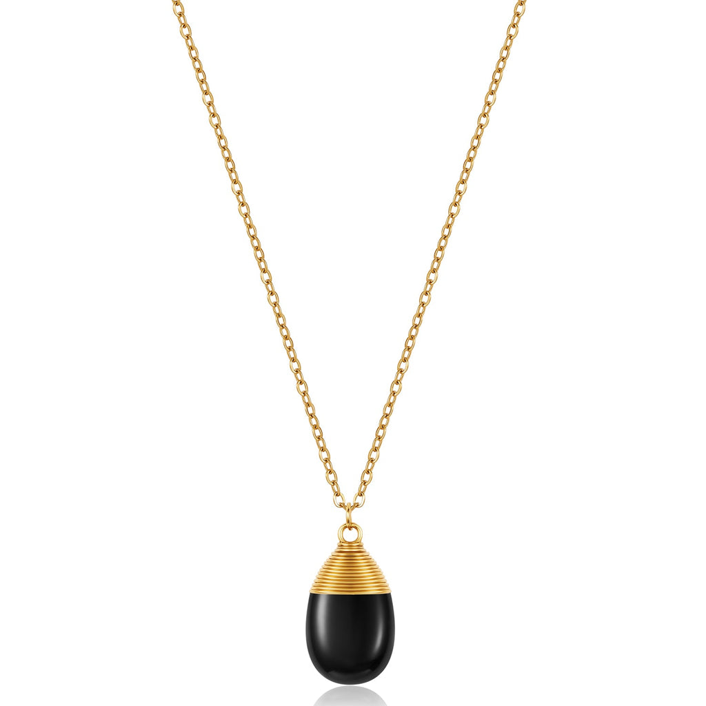 Wire-Wrapped Teardrop Gemstone Layering Necklace