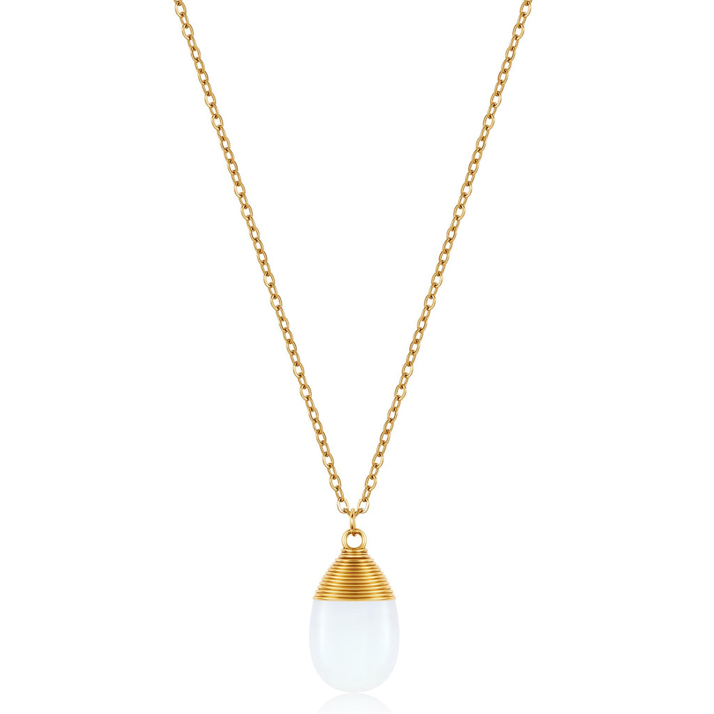 Wire-Wrapped Teardrop Gemstone Layering Necklace