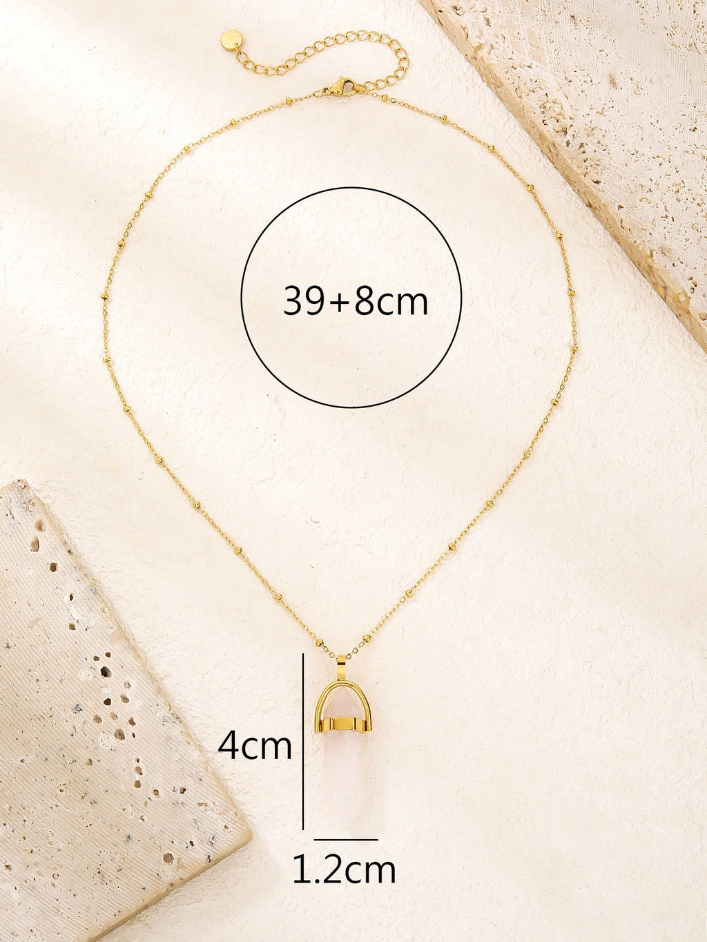 Pointed Hexagonal Natural Stone Pendant Necklace