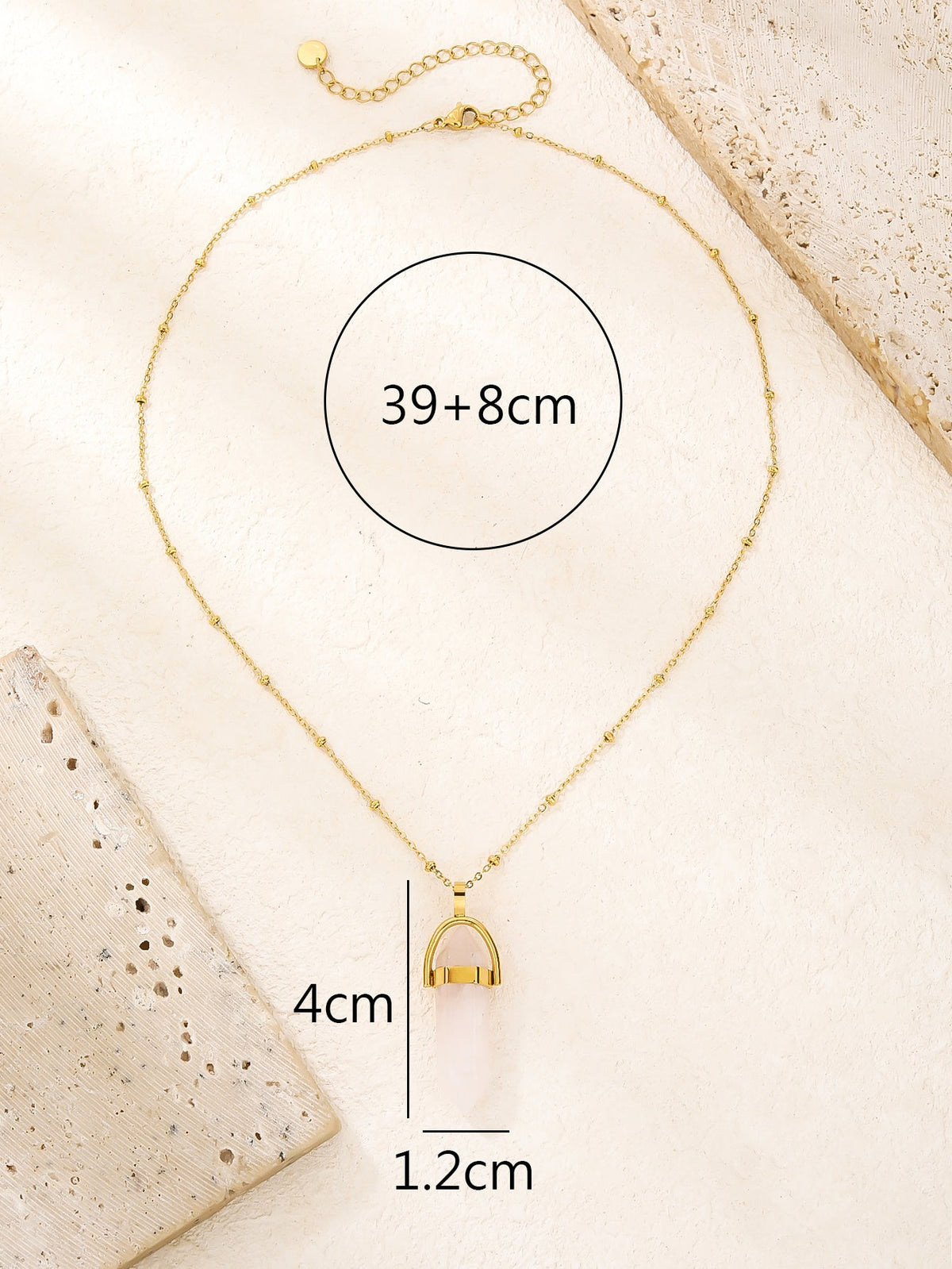 Pointed Hexagonal Natural Stone Pendant Necklace