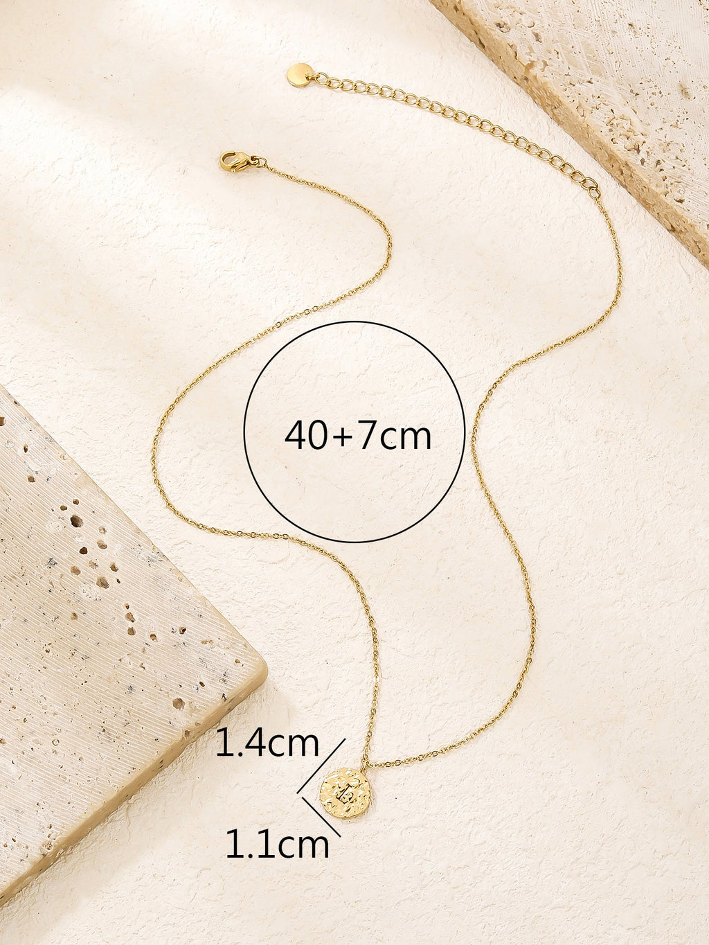 Hammered Initial Coin Pendant Necklace