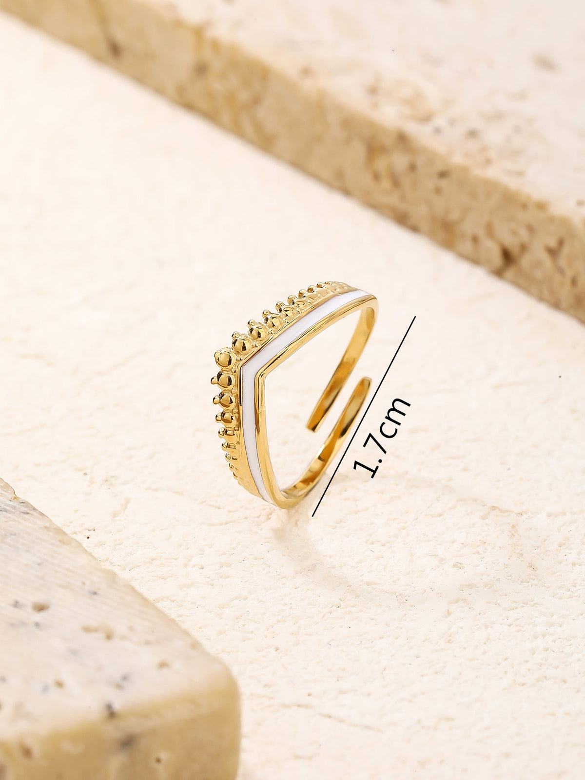 White Enamel Chevron Stacking Ring