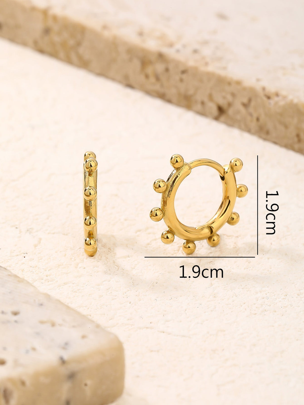 Minimalist Beaded Huggie Hoop Earrings, Featherlight 3.4g