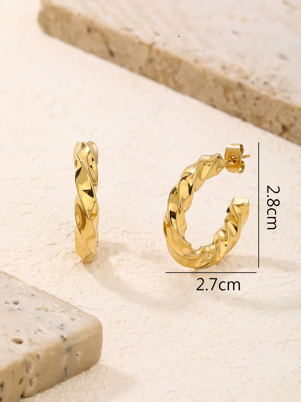 Twisted Chunky Hoop Earrings, Velvet Gift Packaging