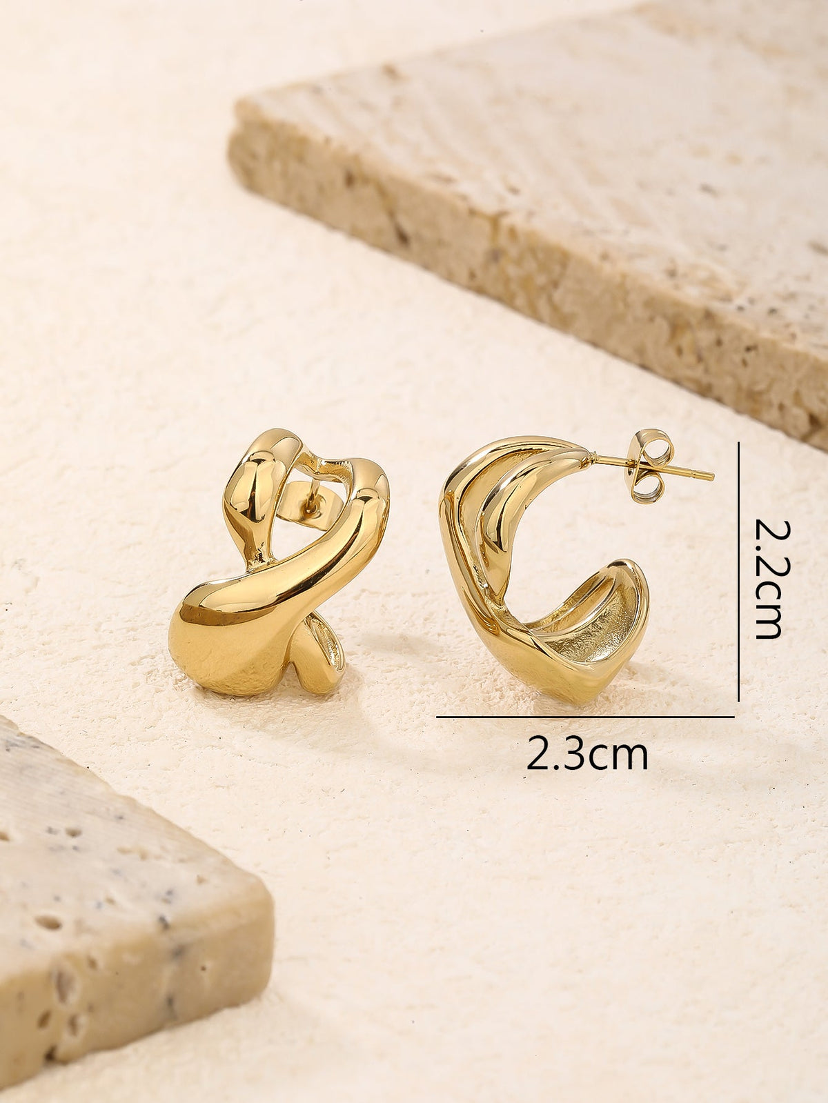 Abstract Twisted Knot Stud Earrings, Sculptural 10g