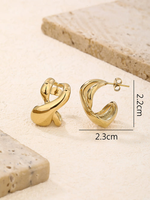 Abstract Twisted Knot Stud Earrings, Sculptural 10g
