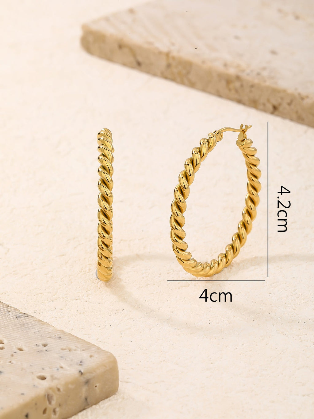 Twisted Rope Chunky Hoop Earrings, Luxurious 14.9g Weight