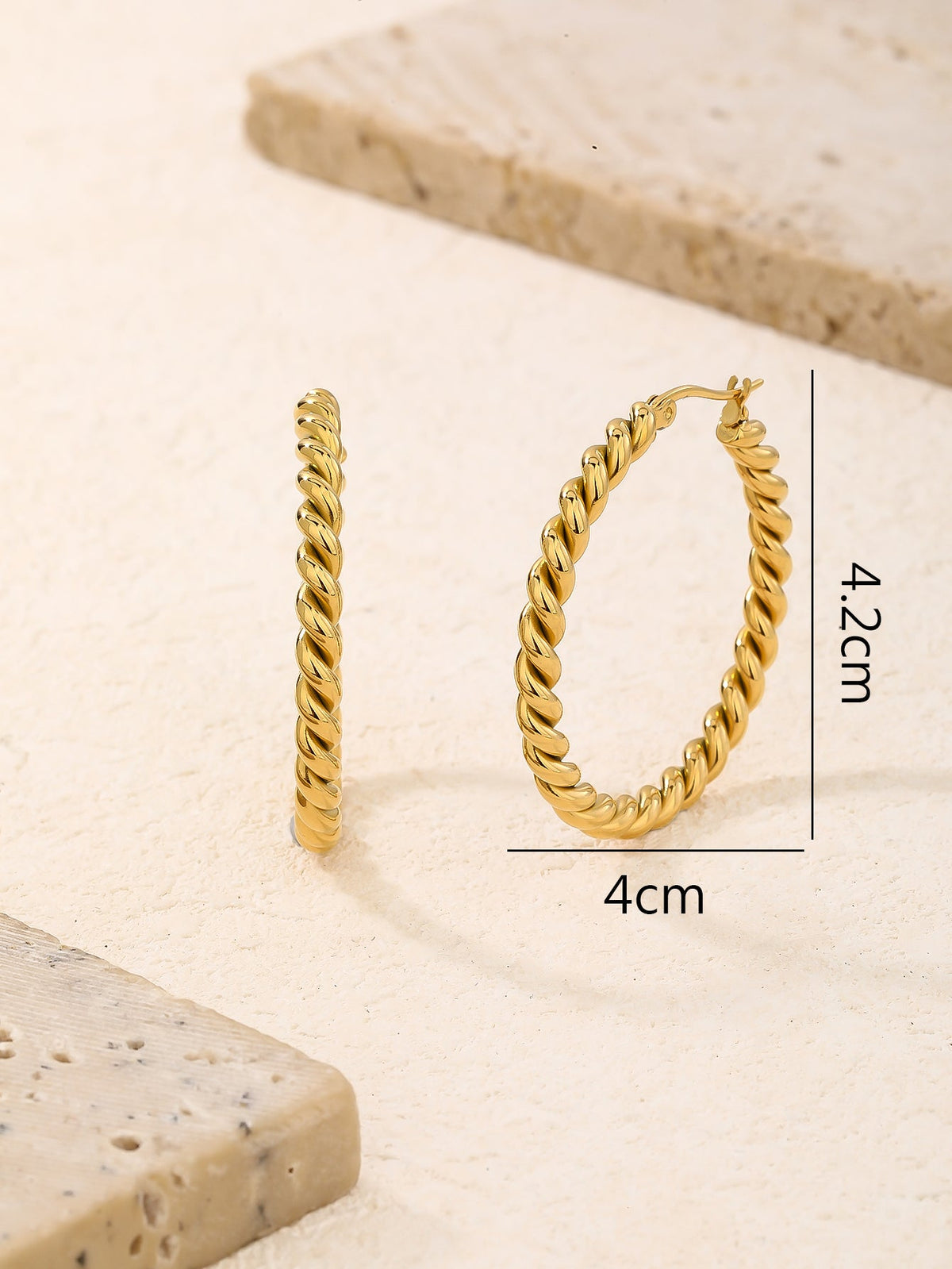 Twisted Rope Chunky Hoop Earrings, Luxurious 14.9g Weight