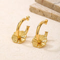 Flower Detail Chunky Hoop Earrings, Gift-Ready 3cm
