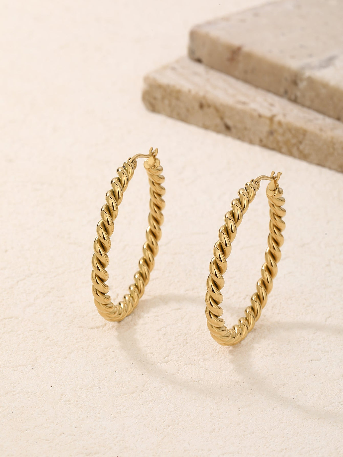 Twisted Rope Chunky Hoop Earrings, Luxurious 14.9g Weight