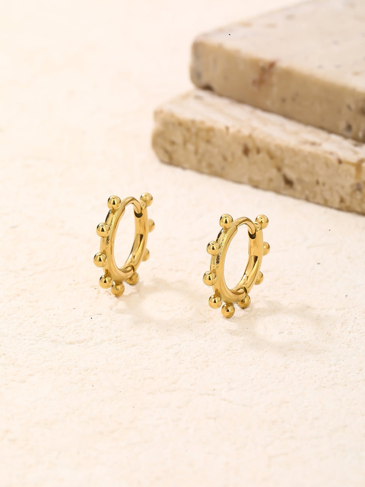 Minimalist Beaded Huggie Hoop Earrings, Featherlight 3.4g