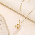 Pointed Hexagonal Natural Stone Pendant Necklace