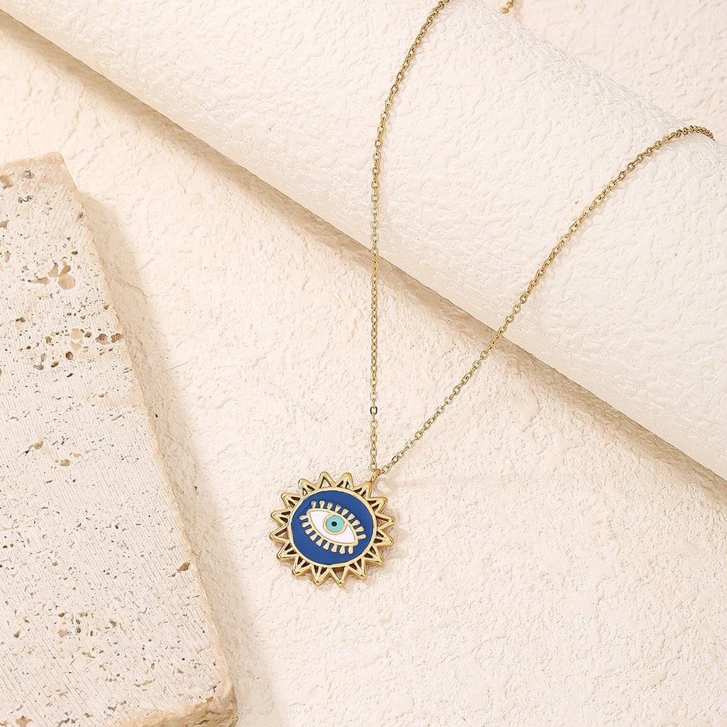 Sunburst Enamel Evil-Eye Necklace