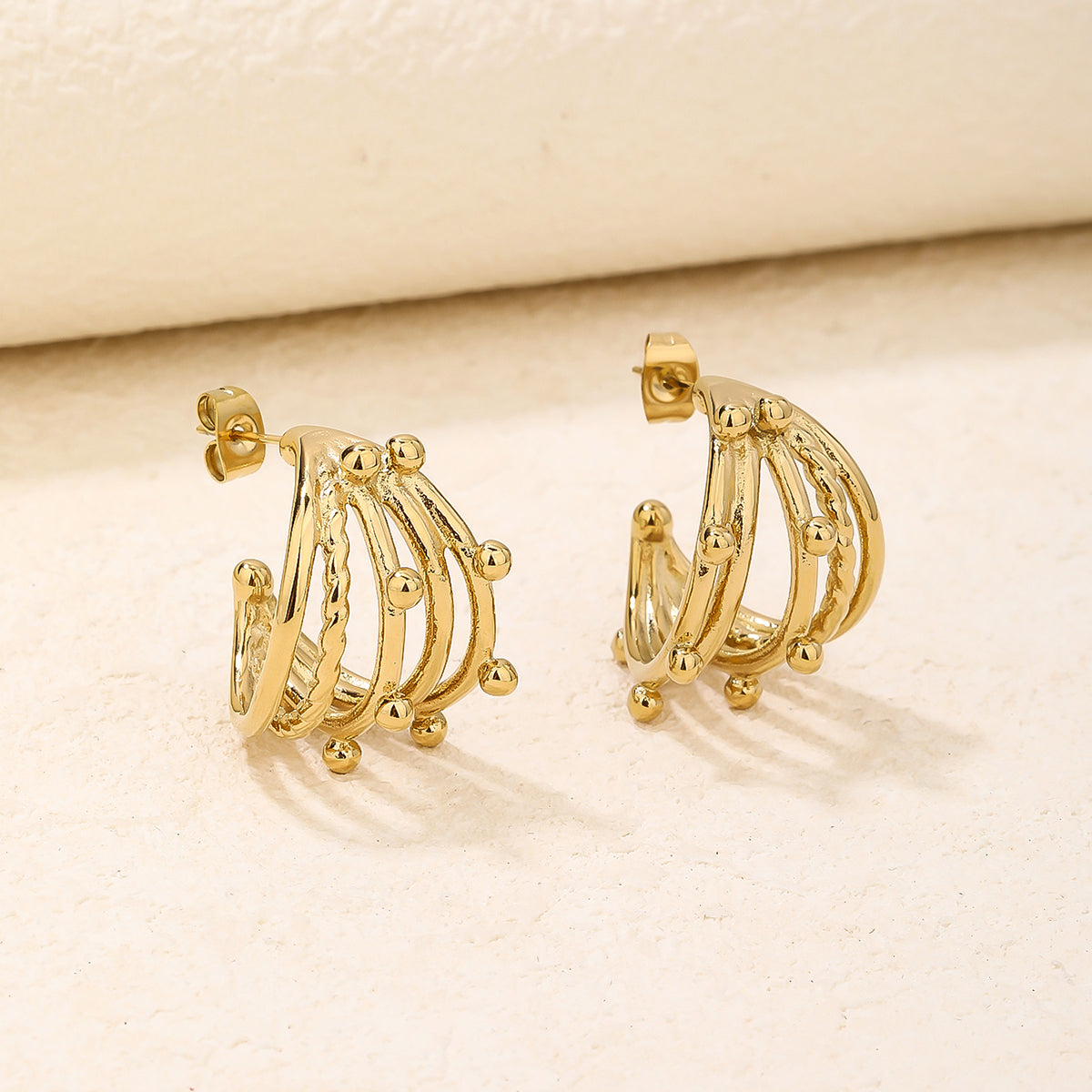 Multi-Layer Beaded Half Hoop Earrings, Curated Ear Look