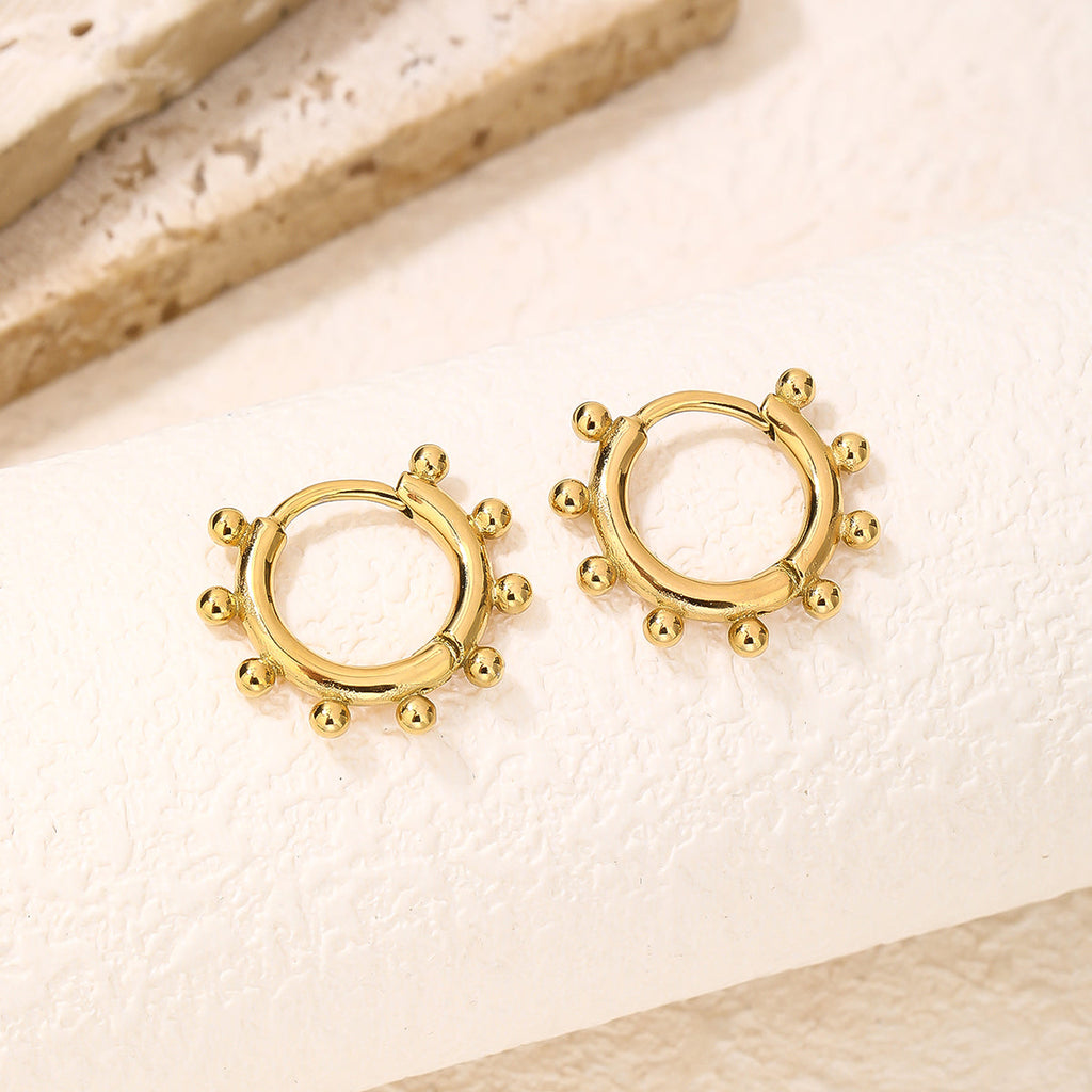 Minimalist Beaded Huggie Hoop Earrings, Featherlight 3.4g