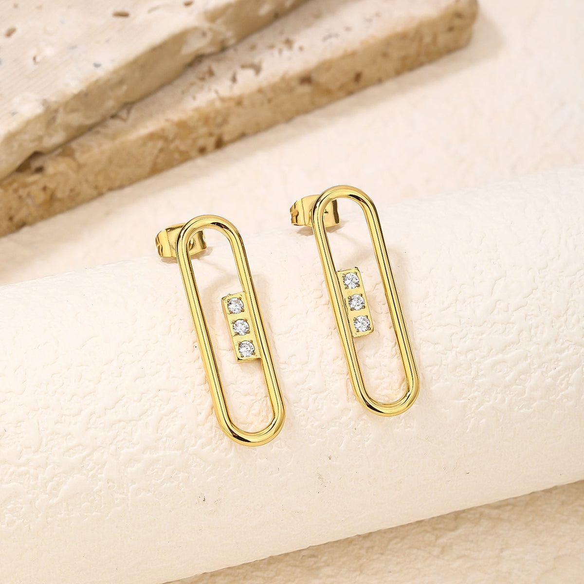 Oval Paper Clip Earrings, Chunky Geometric Link