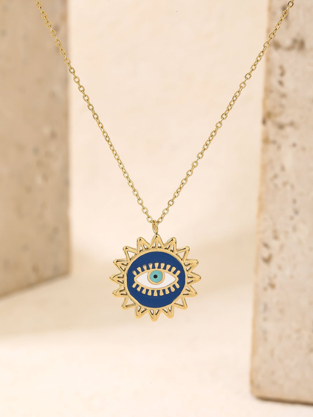 Sunburst Enamel Evil-Eye Necklace