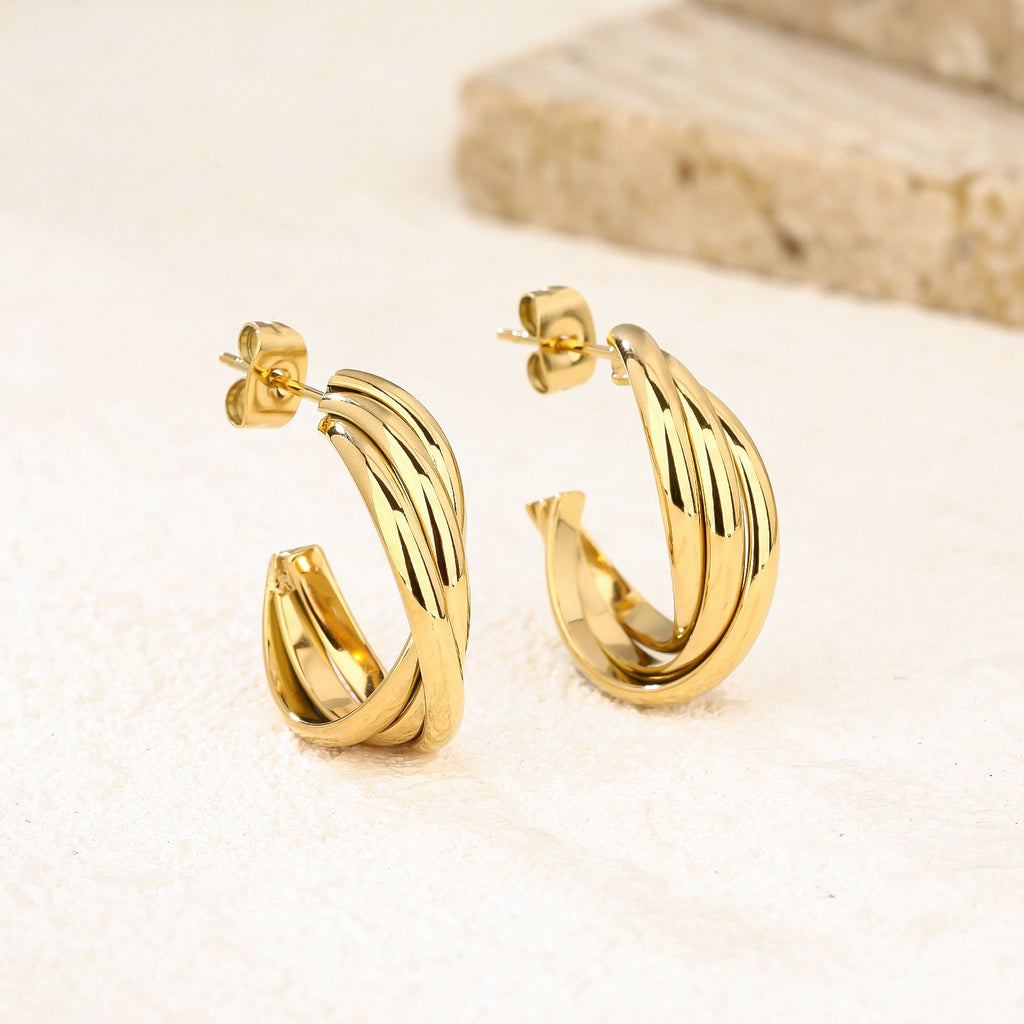 Wide Chunky Gold Hoop Earrings, 2.2cm