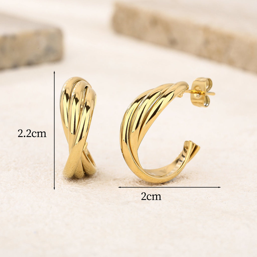Wide Chunky Gold Hoop Earrings, 2.2cm