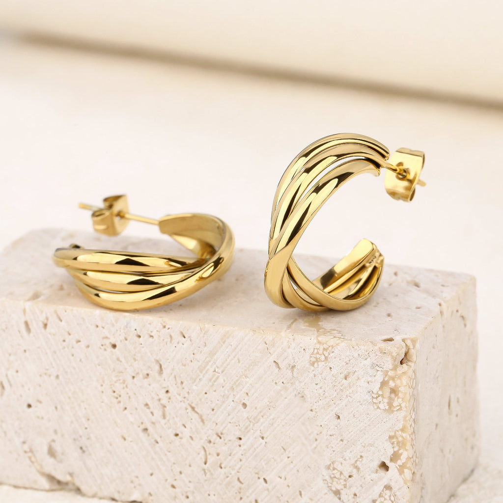 Wide Chunky Gold Hoop Earrings, 2.2cm