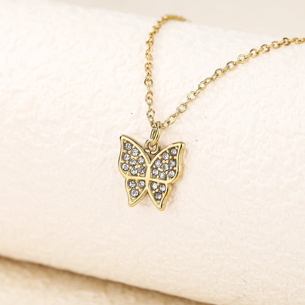 Pave Crystal Butterfly Necklace