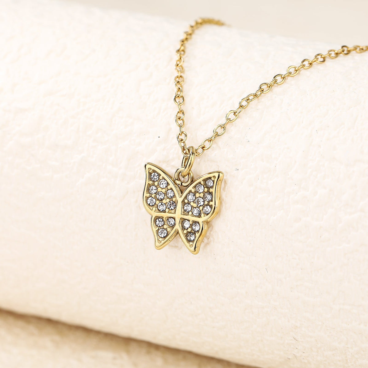 Pave Crystal Butterfly Necklace