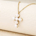 Pearl-Adorned Cross Pendant Necklace