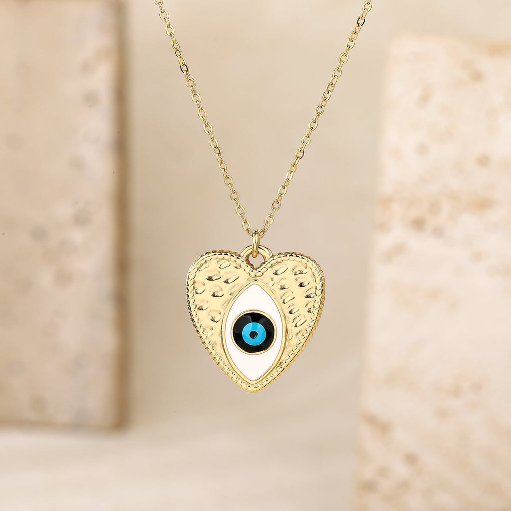 Blue Heart Evil-Eye Pendant Necklace