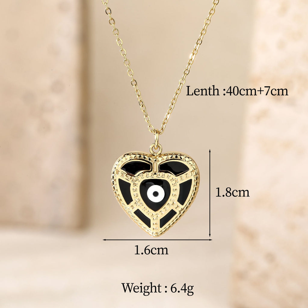 Black Heart Evil-Eye Pendant Necklace