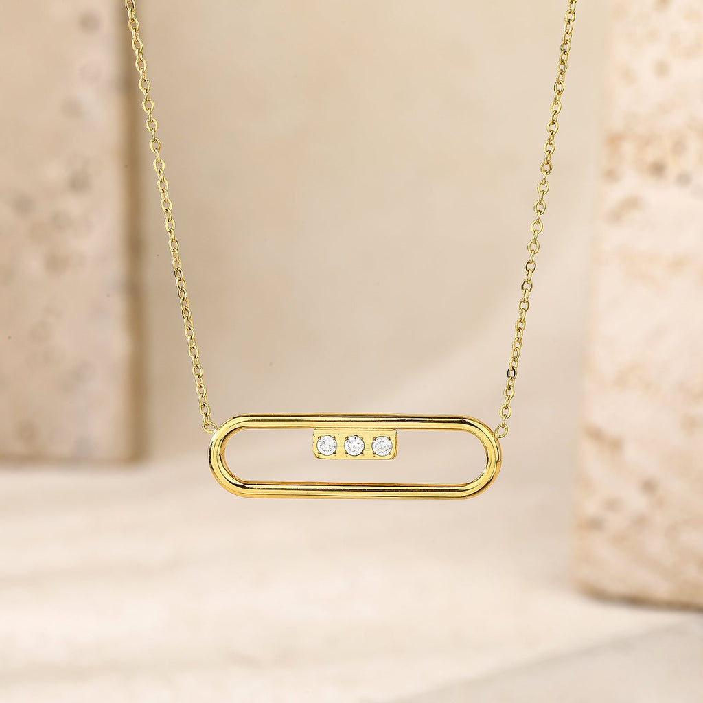 Interlocking Circle CZ Pendant Necklace