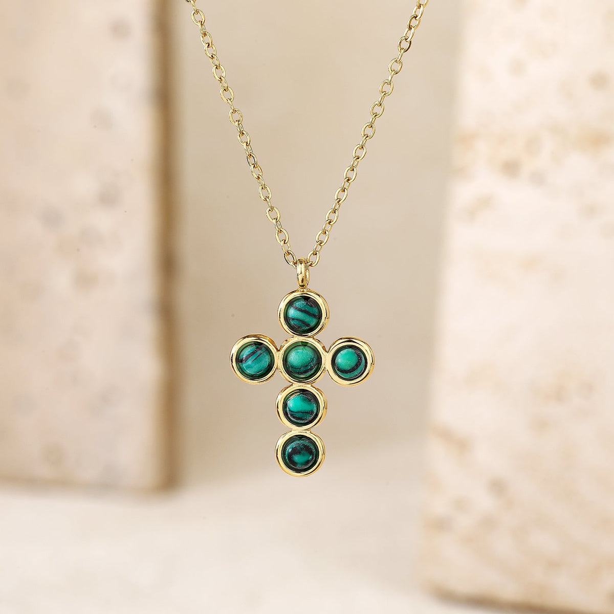 Genuine Malachite Cross Necklace