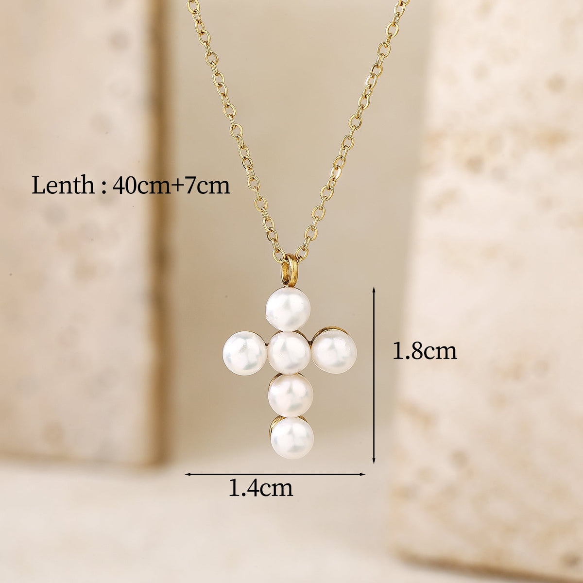 Pearl-Adorned Cross Pendant Necklace