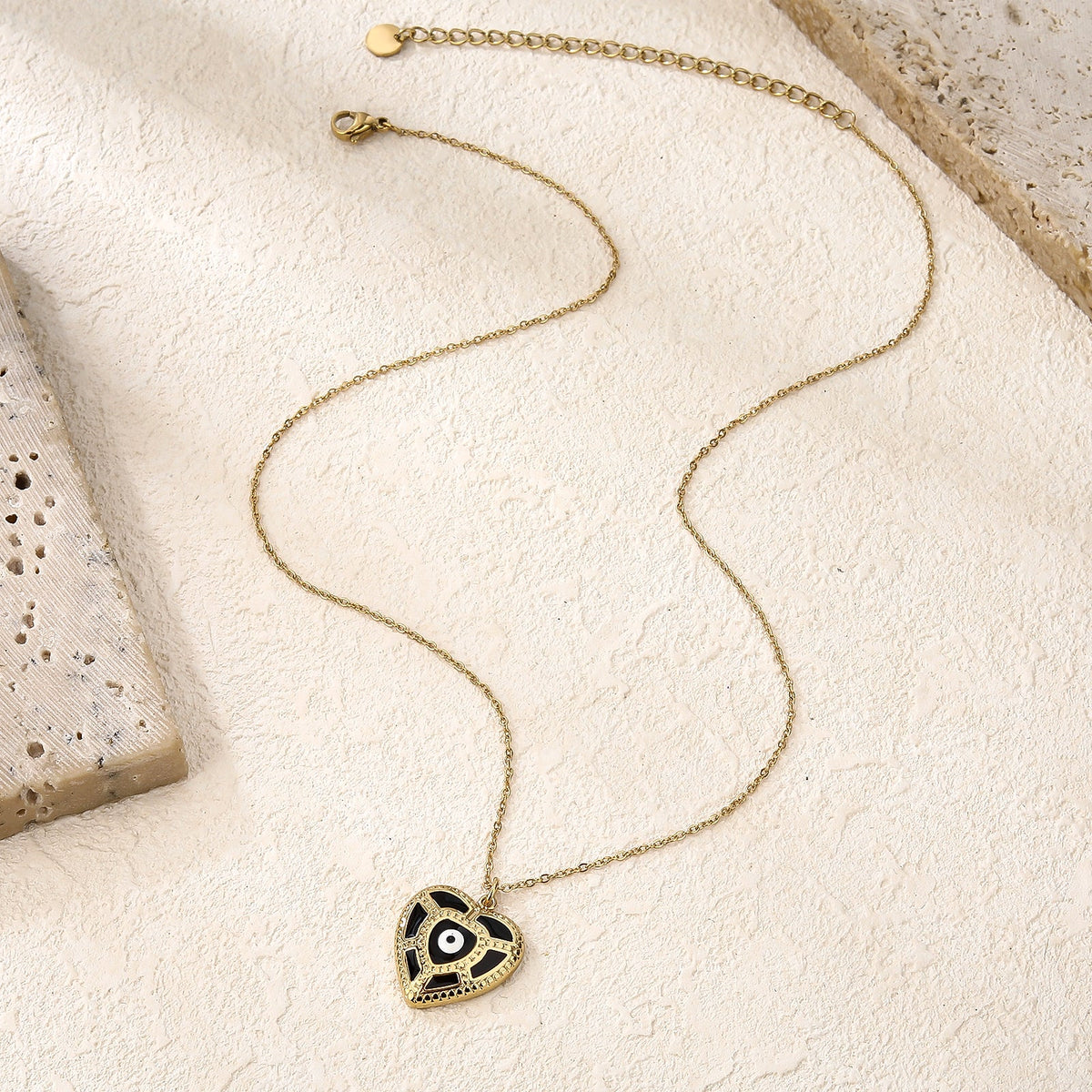 Black Heart Evil-Eye Pendant Necklace