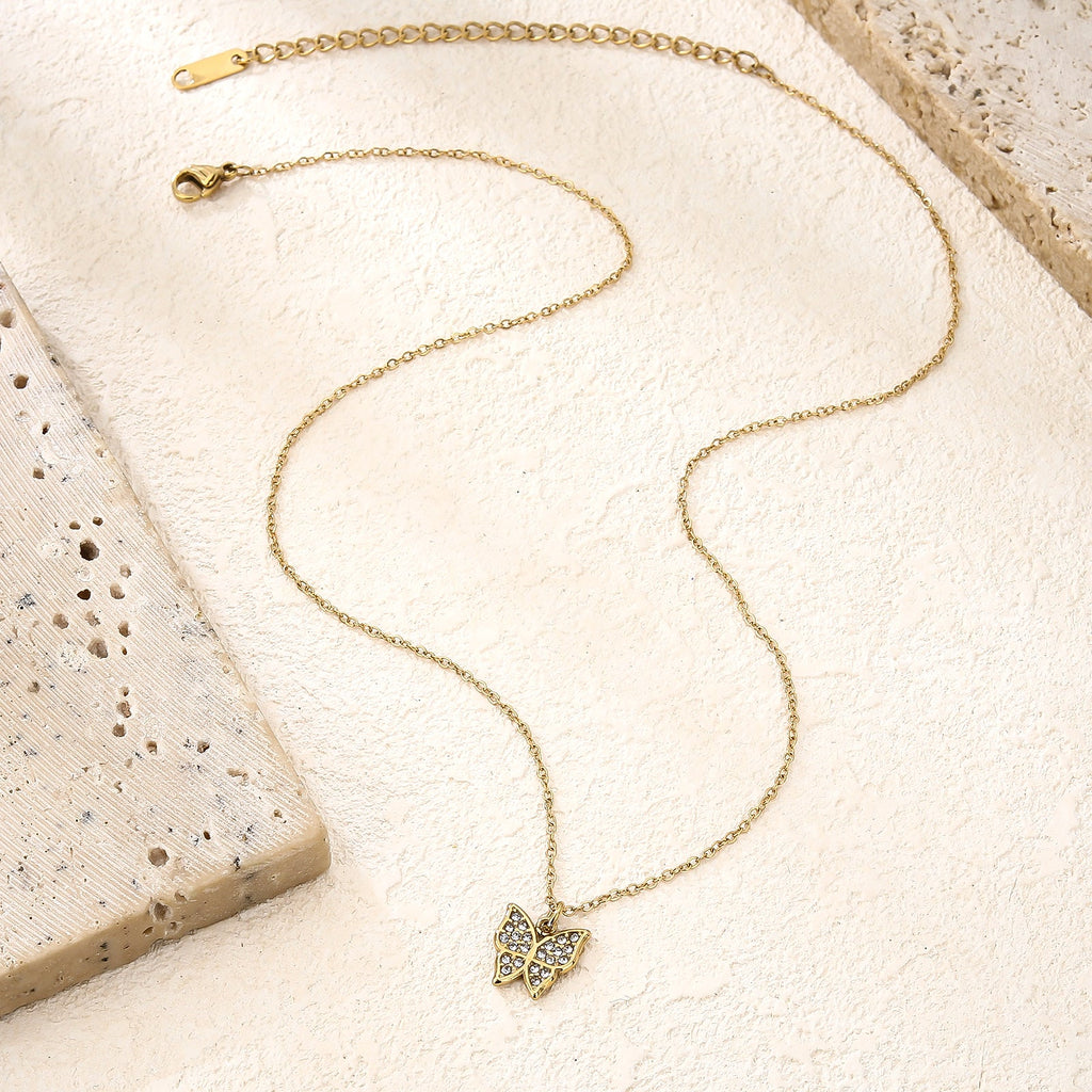 Pave Crystal Butterfly Necklace