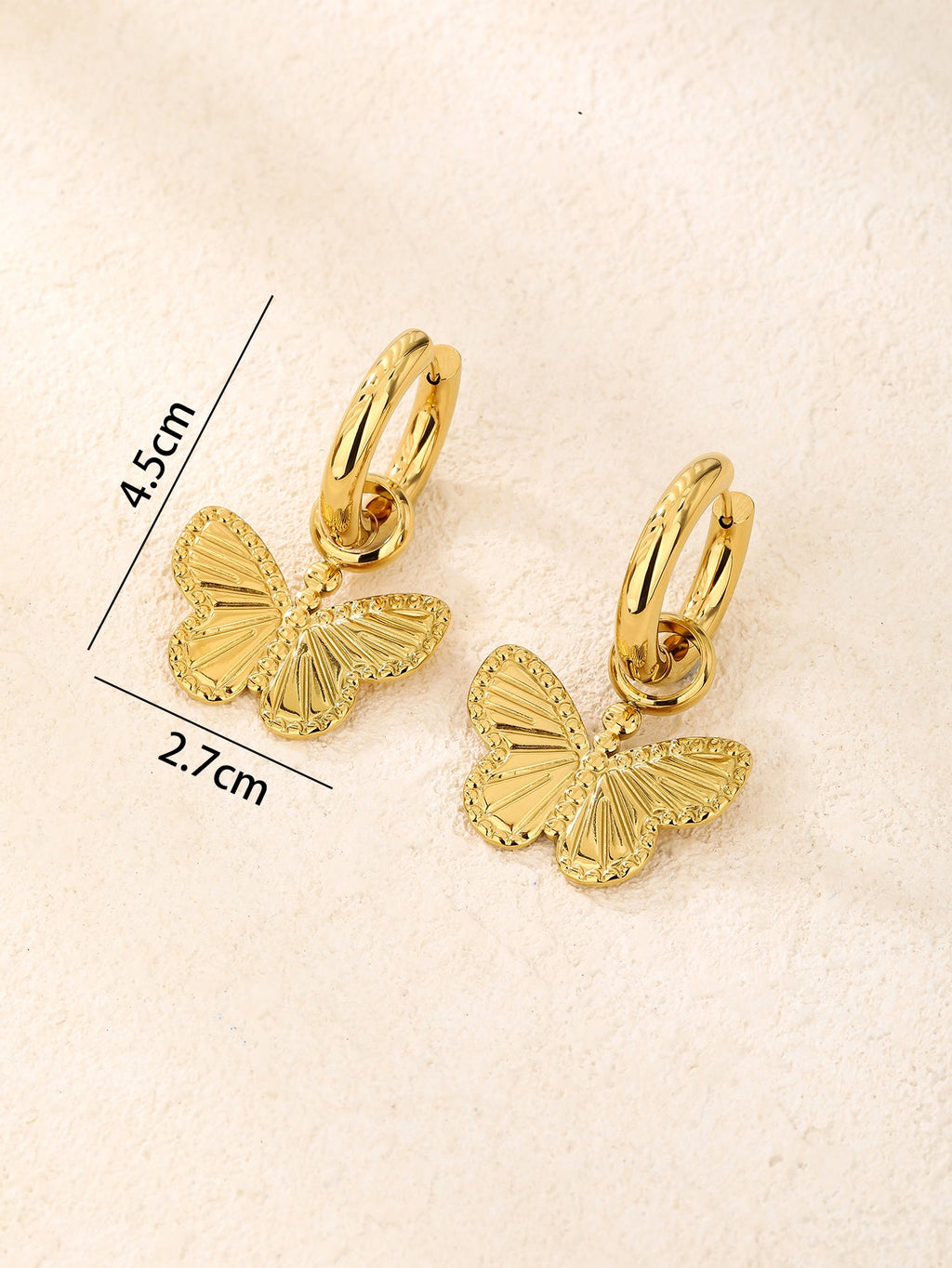 Butterfly Charm Huggie Hoop Earrings, Removable Charm