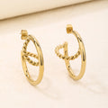 Twisted Croissant Open Hoop Earrings, Domed Texture
