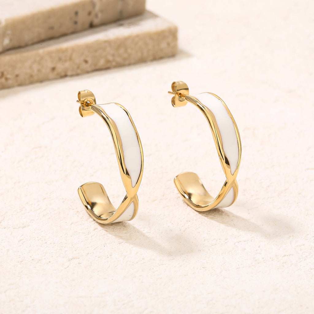 Chunky Hoop Huggie Earrings, Gift-Ready Velvet Bag