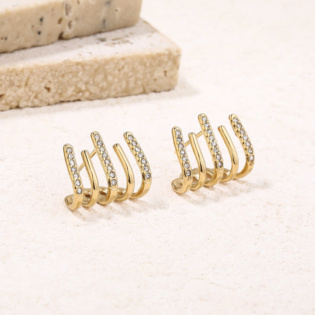 CZ Leaf Pearl Gold Stud Earrings, Secure Lever Back