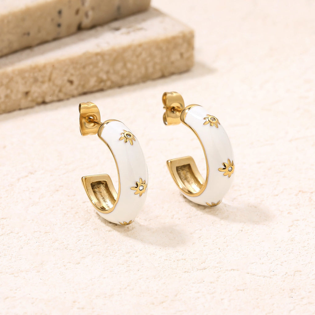Chunky CZ-Accented Hoop Earrings, 2cm Sparkle Hoop