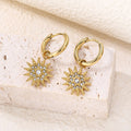 Sunburst CZ Dangle Drop Earrings, Statement Sun Motif