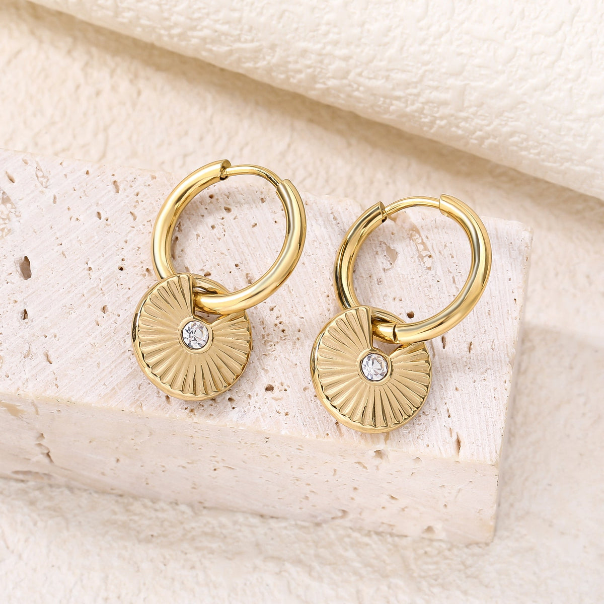 Radiant Sun CZ Dangle Drop Earrings, 2.8cm